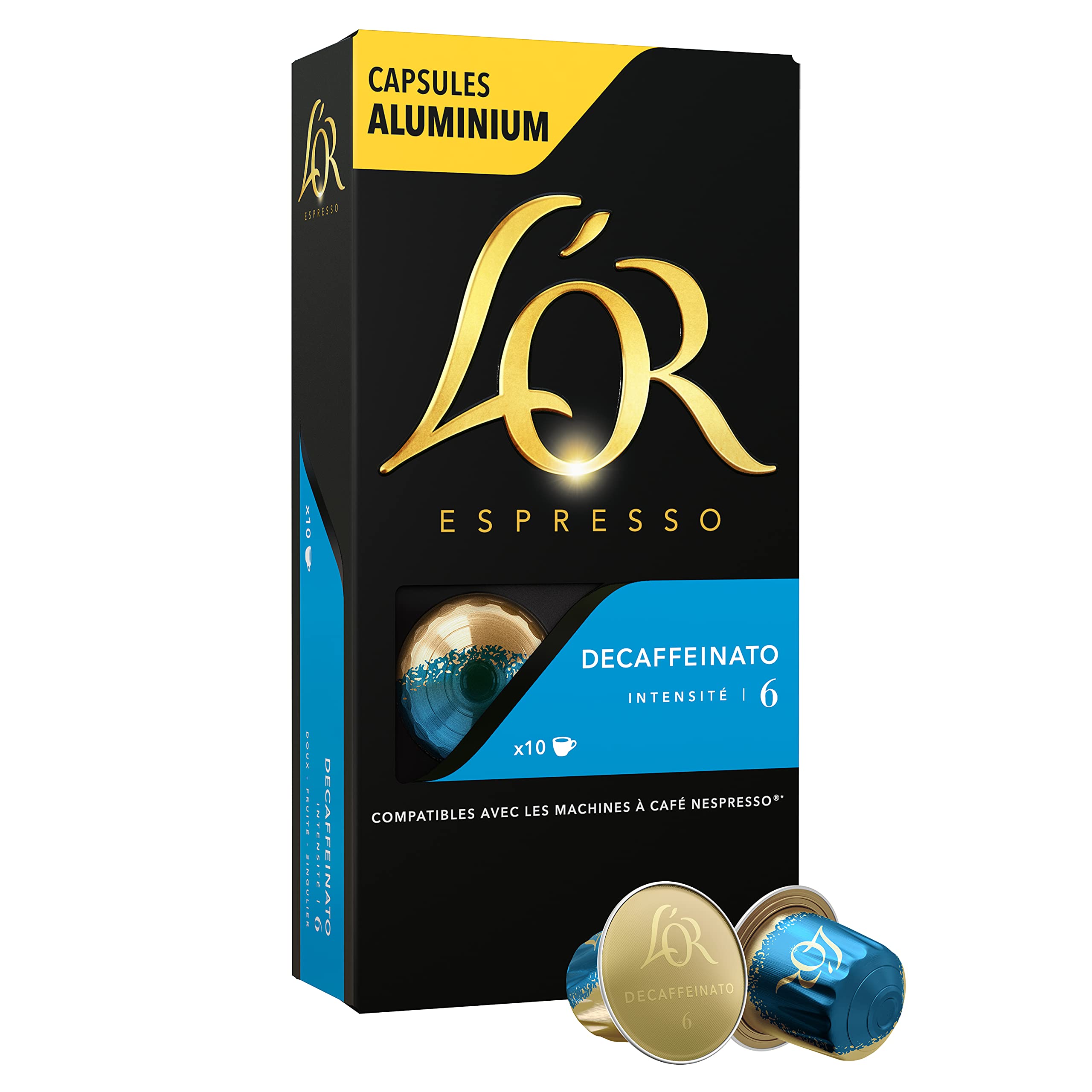 L'OR Espresso Coffee Decaffeinato Intensity 6 - Cápsulas de café de aluminio compatibles con Nespresso® * - 40 paquetes de 10 cápsulas (400 bebidas)