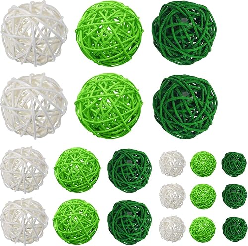 Kubert 21 bolas decorativas de ratán de 3 tamaños, adorno perfecto para X-MAS, boda, fiesta, decoración del hogar, rellenos de jarrones de orbes