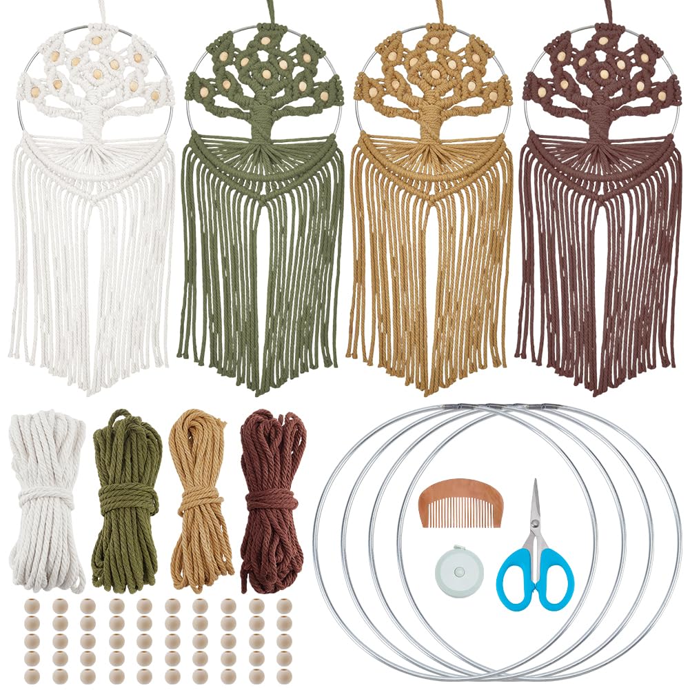 FREEBLOSS Kit de Macramé Arbre de Vie pour Débutants à Réaliser Soi Même. Décoration Murale Bohème avec Instructions Idéale pour le Salon Ou la Chambre.