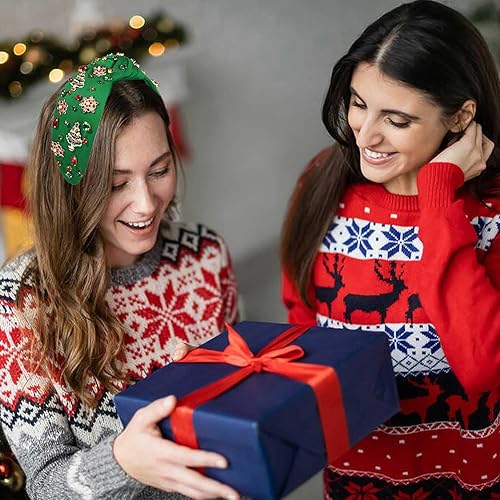 Vista 67 de Diadema de Navidad para mujer, accesorios de Navidad con cuentas, arco de Navidad, copo de nieve, diadema anudada HOHOHO, rojo y verde, perla