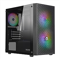 Nuwo Blitz R27 Nero Case Micro-ATX per PC Desktop Office Gaming Mini Tower 0.50MM SPCC, 3 Ventole FRGB (Illuminazione Arcobaleno Fissa), Frontale Rete e Pannello Laterale in Vetro Temperato