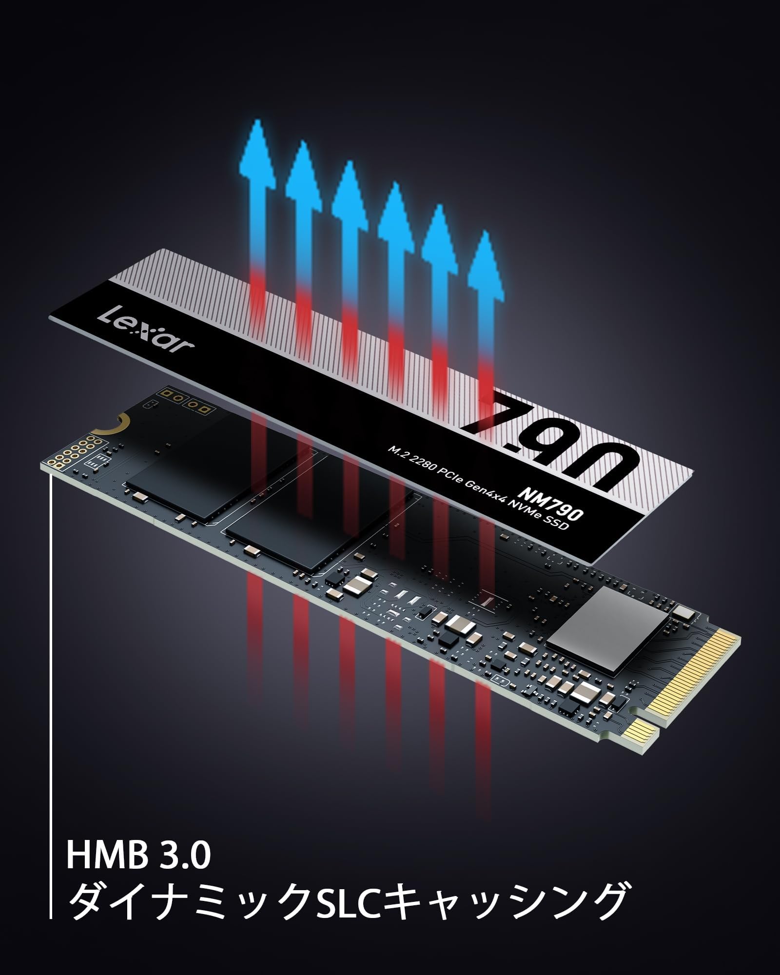 Lexar NM790 4TB SSD, M.2 2280 PCIe Gen4x4 NVMe 1.4 interne SSD, bis zu 7400MB/s lesen, bis zu 6500MB/s Schreiben, internes Solid State Drive für PS5, PC, Laptop, Gamer, Profis (LNM790X004T-RNNNG)