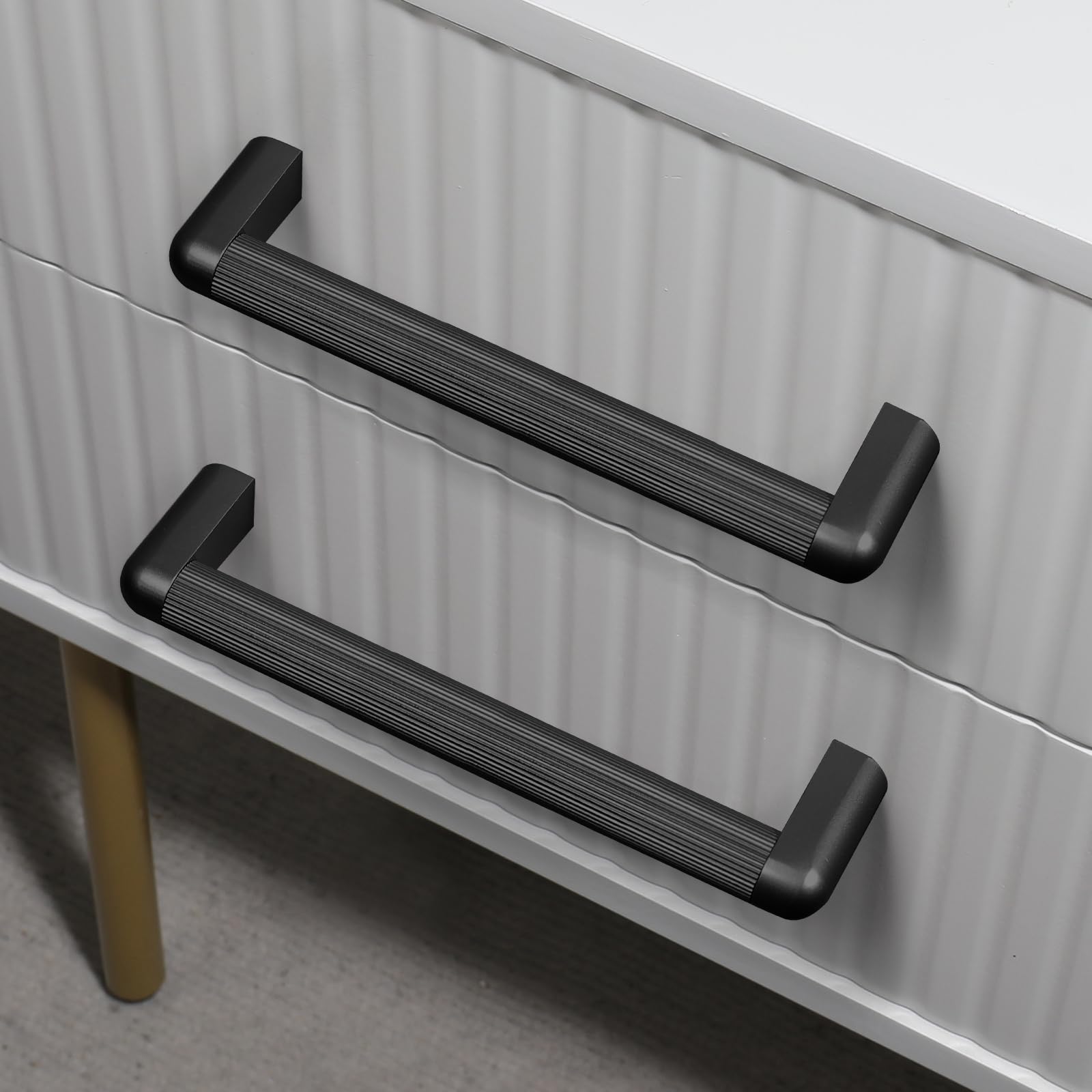 L&lonpa 10 Pack Cabinet Handles 128mm Hole Center Matte Black Solid Drawer Pulls Cabinet Hardware for Cabinet Drawer Cupboard A2110 - Image 3