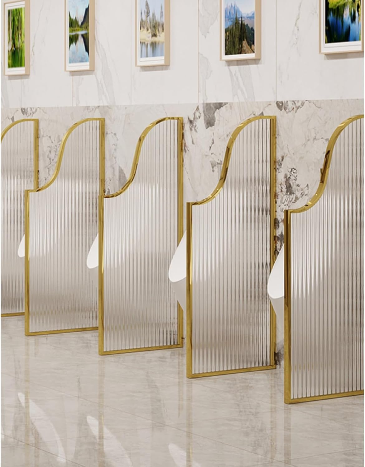 Urinal Screen Toilet Partition Tempered Glass Partition,Urinal Privacy Screen,Wall Urinal Screen Toilet Partition,Urinal Partition Divider,Toilet Accessories,Men's Public Toilet P,Gold-1pcs