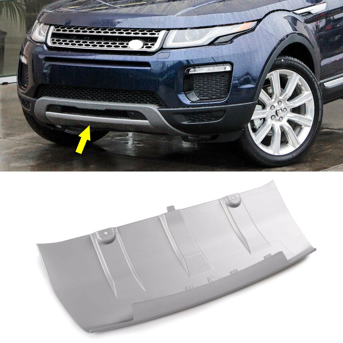 Piastra di protezione per paraurti anteriore color argento, per Land Rover Range Rover Evoque 2016-2018, non sportiva dinamica LR079014