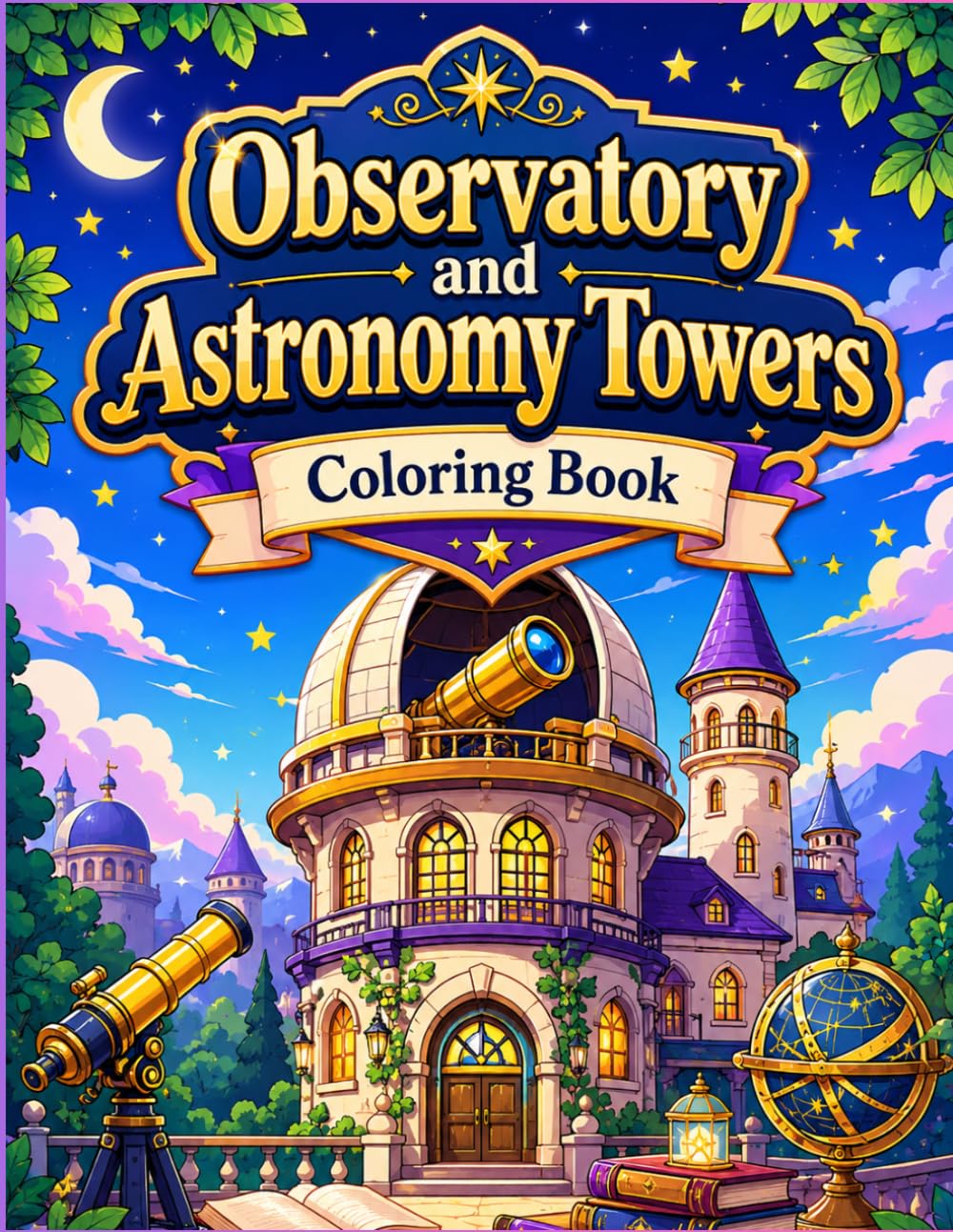 Observatory and Astronomy Towers Coloring Book: Starry Fantasy Towers, Telescopes, Celestial Rooms and Magical Night Sky Coloring Pages