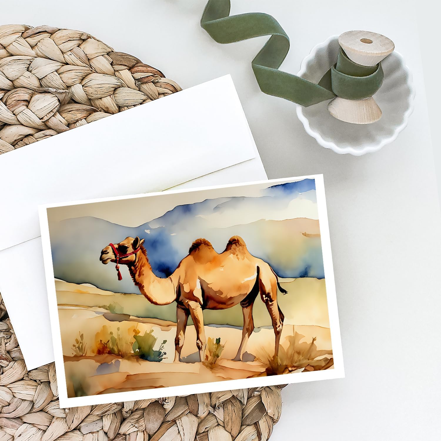 Caroline's Treasures DAC2886GCA7P Camel Greeting Cards Pack of 8 Blank Cards with Envelopes Whimsical A7 Size 5x7 Blank Note Cards