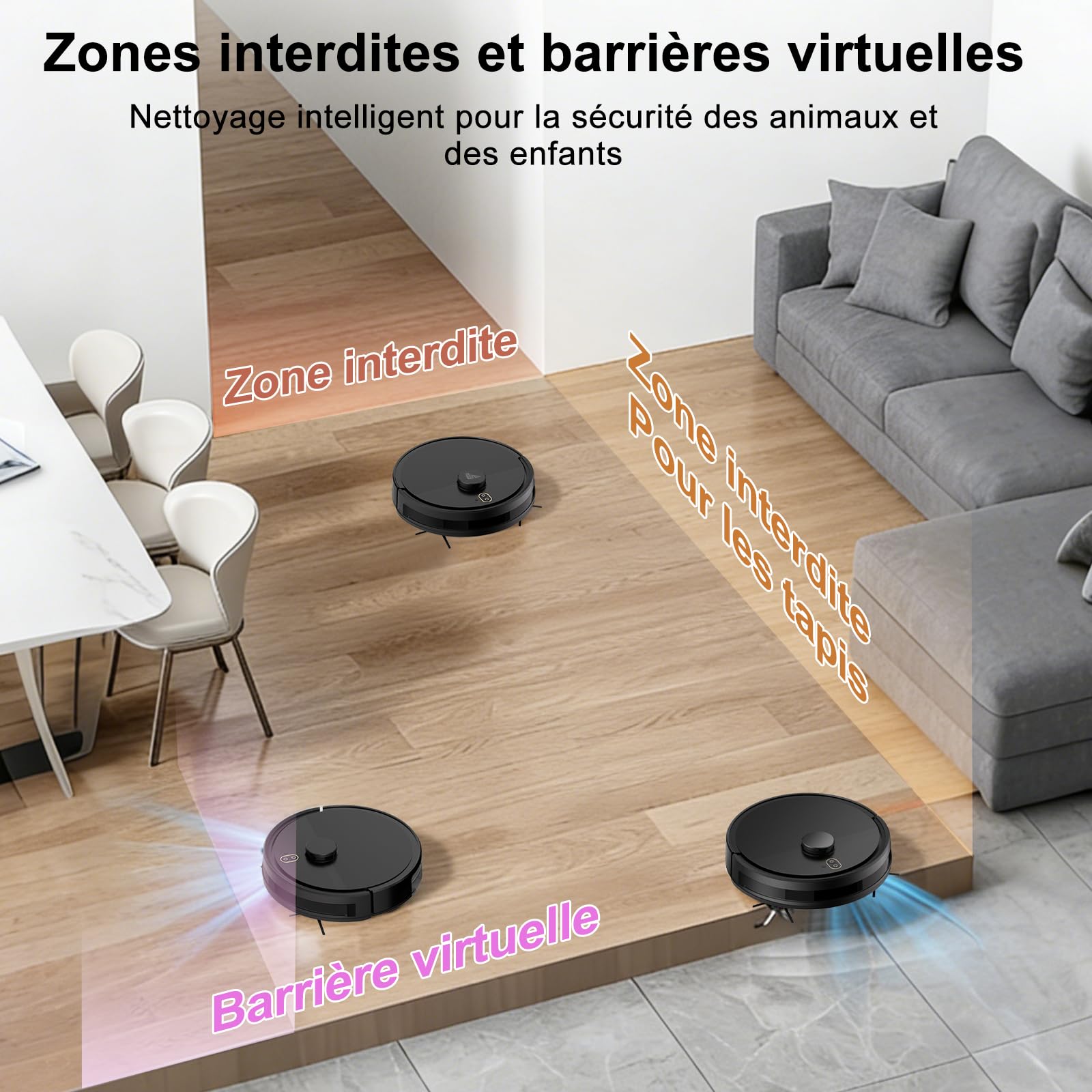 Robot Aspirapolvere Lavapavimenti con Mappatura LiDAR Navigation 5000Pa | Protezione anticaduta, Automatico 120Mins, 2 in 1 Pulizia Personalizzata, Precisione nell'Evita Ostacoli, WiFi/App/Alexa-Nero