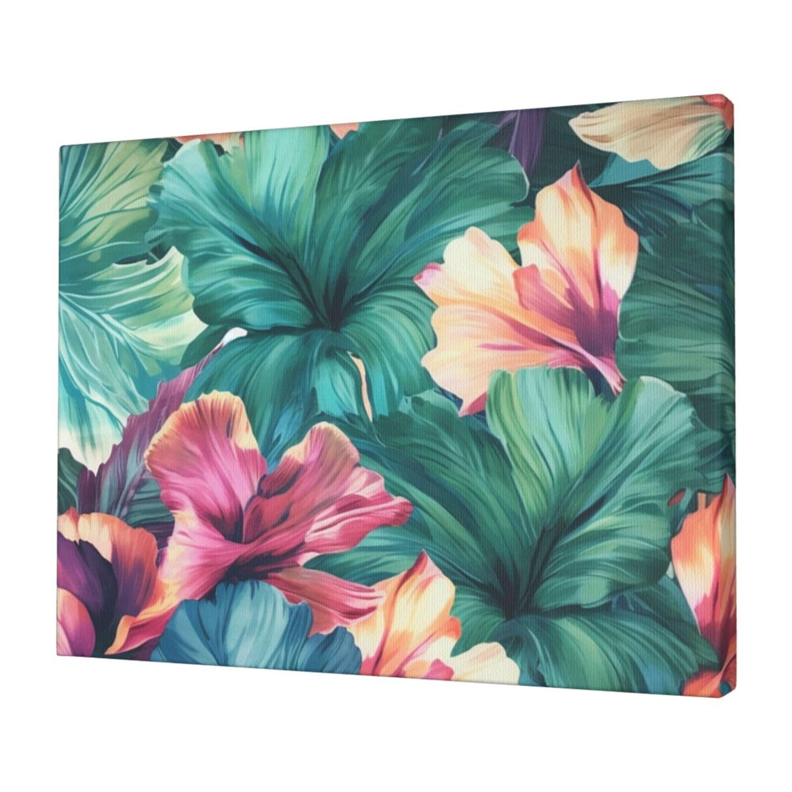 FodPand Canvas Wall Art for Living Room Wall Decor 12"x16" Modern Artwork Painting Pictures Hanging Canvas Prints Tropical floral Aesthetic Wall Art for Bedroom Bathroom Office Wallart Decor