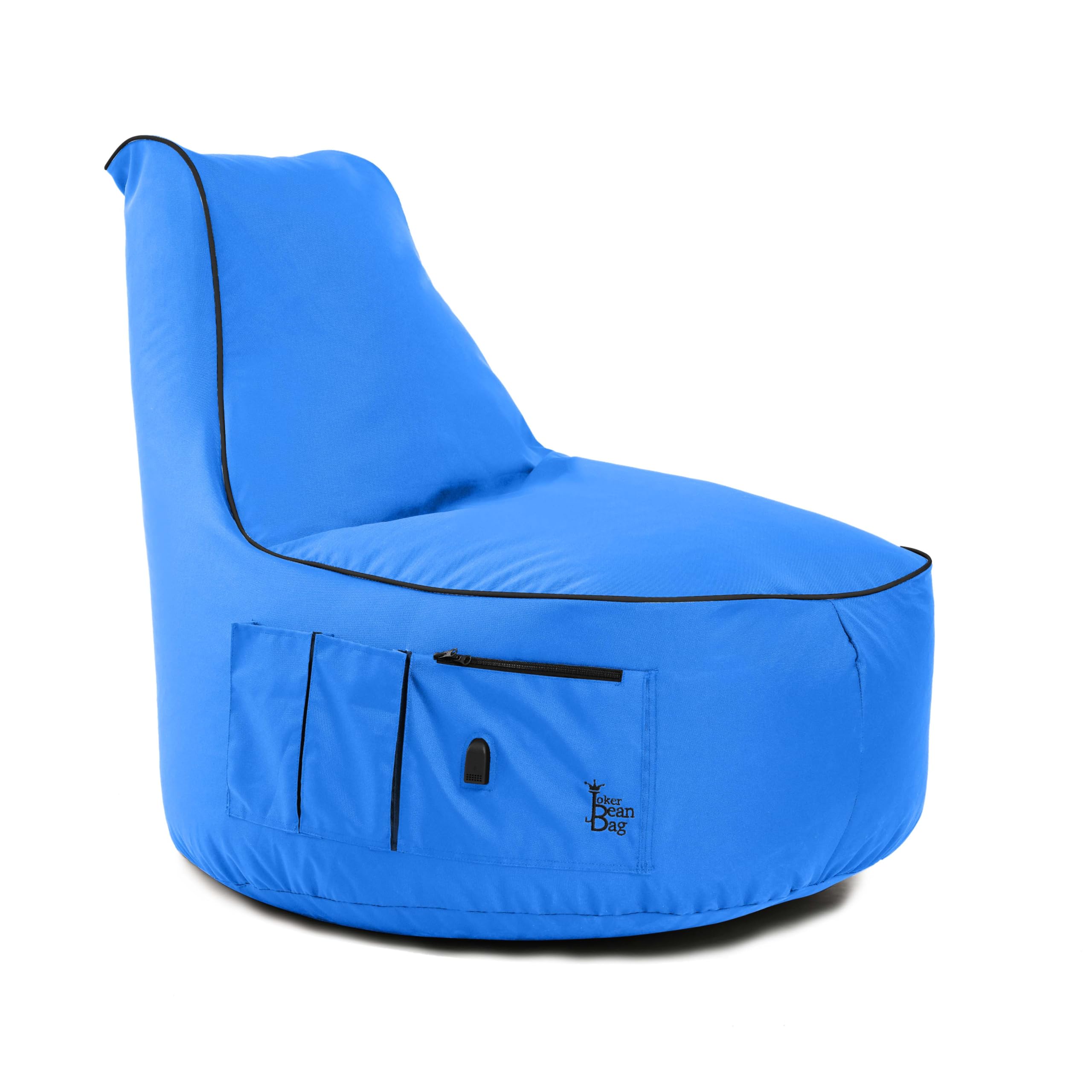 BuBiBag Gaming Sitzsack JokerBag mit Anschluss & Taschen, Halterung, Gamer Sessel für Kinder und Erwachsene, Beanbag Indoor Outdoor (Königsblau)