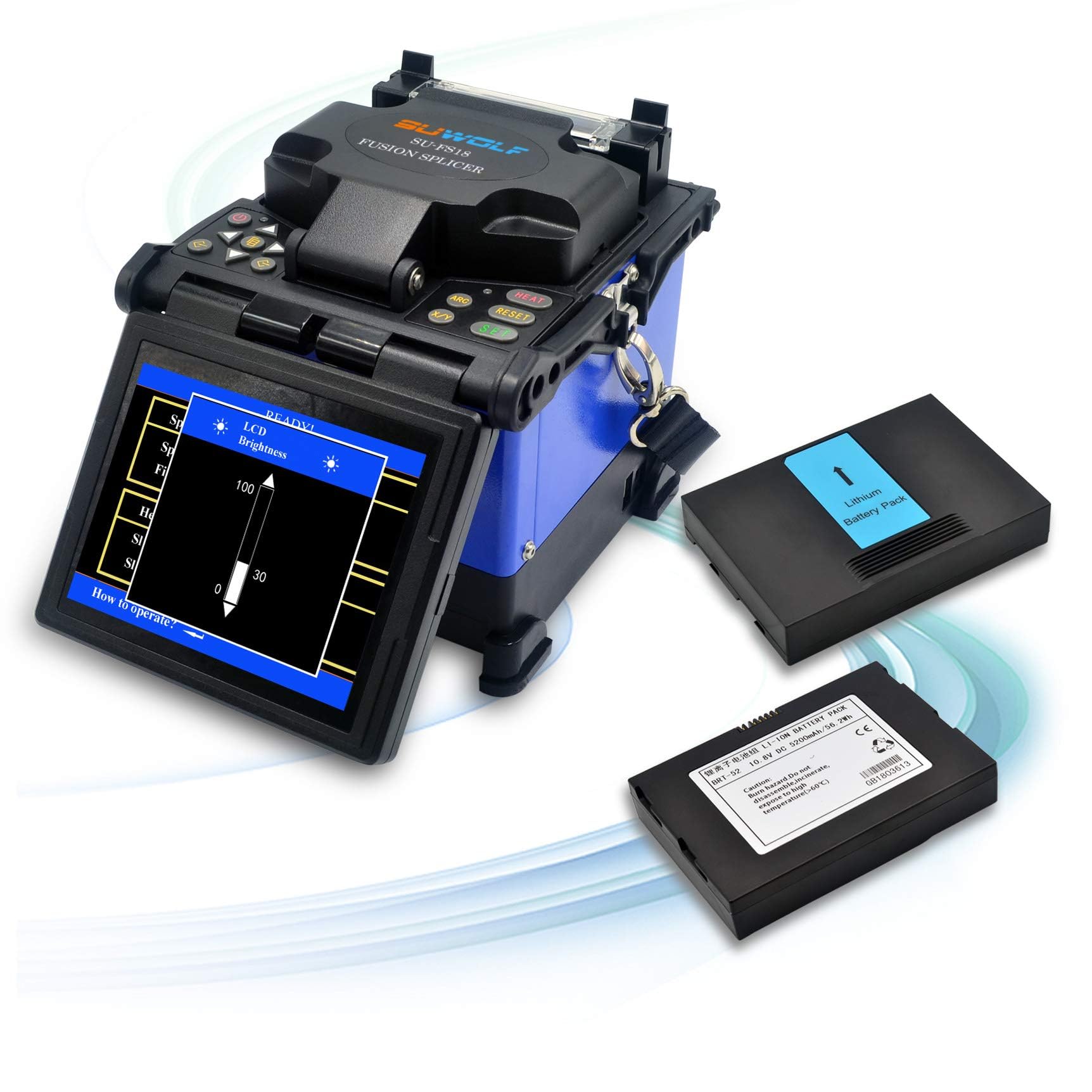 5" LCD de alta precisión Soldador Fibra óptica/Fibra Opitcal Fusion Splicer para fibras SM, MM, NZ-DS y EDF con fibra óptica (SU-FS18-5)