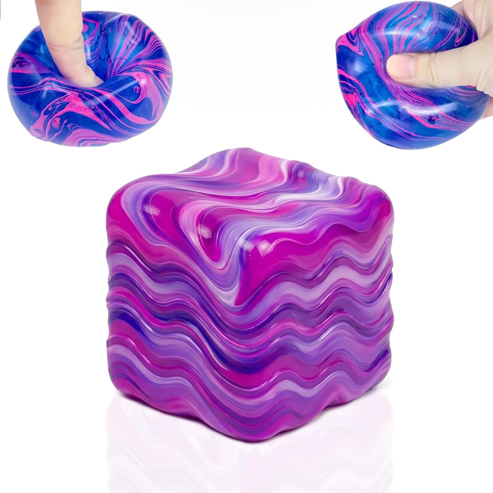 Cube Stress 5CM Ice Squeeze Ball Silicone Squishy Stress Relief Fidget Sensory Toy Portable Anxiety Relief Squeeze Toy for Boys Girls Home Office Classroom Relaxation Purple — image 1