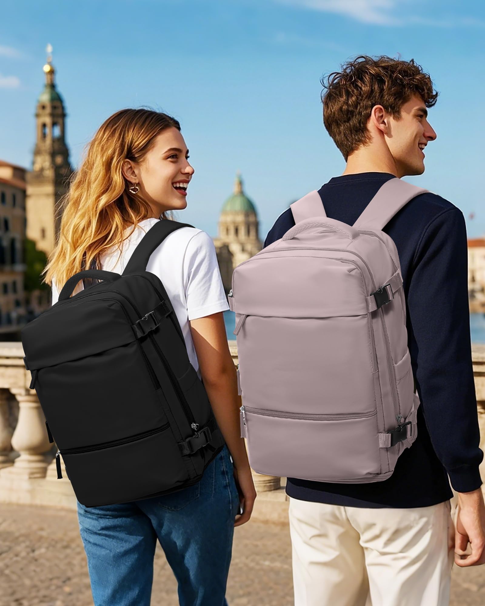 SZLX Zaino Ryanair 40x30x20 Sottovuoto con Pompa Zaino Ryanair 40x20x25 Donna Zaino da Viaggio Wizzair Bagaglio a Mano Uomo per Laptop da 14 Pollici Borse da Cabina 45x36x20 Easyjet con Porta Scarpe