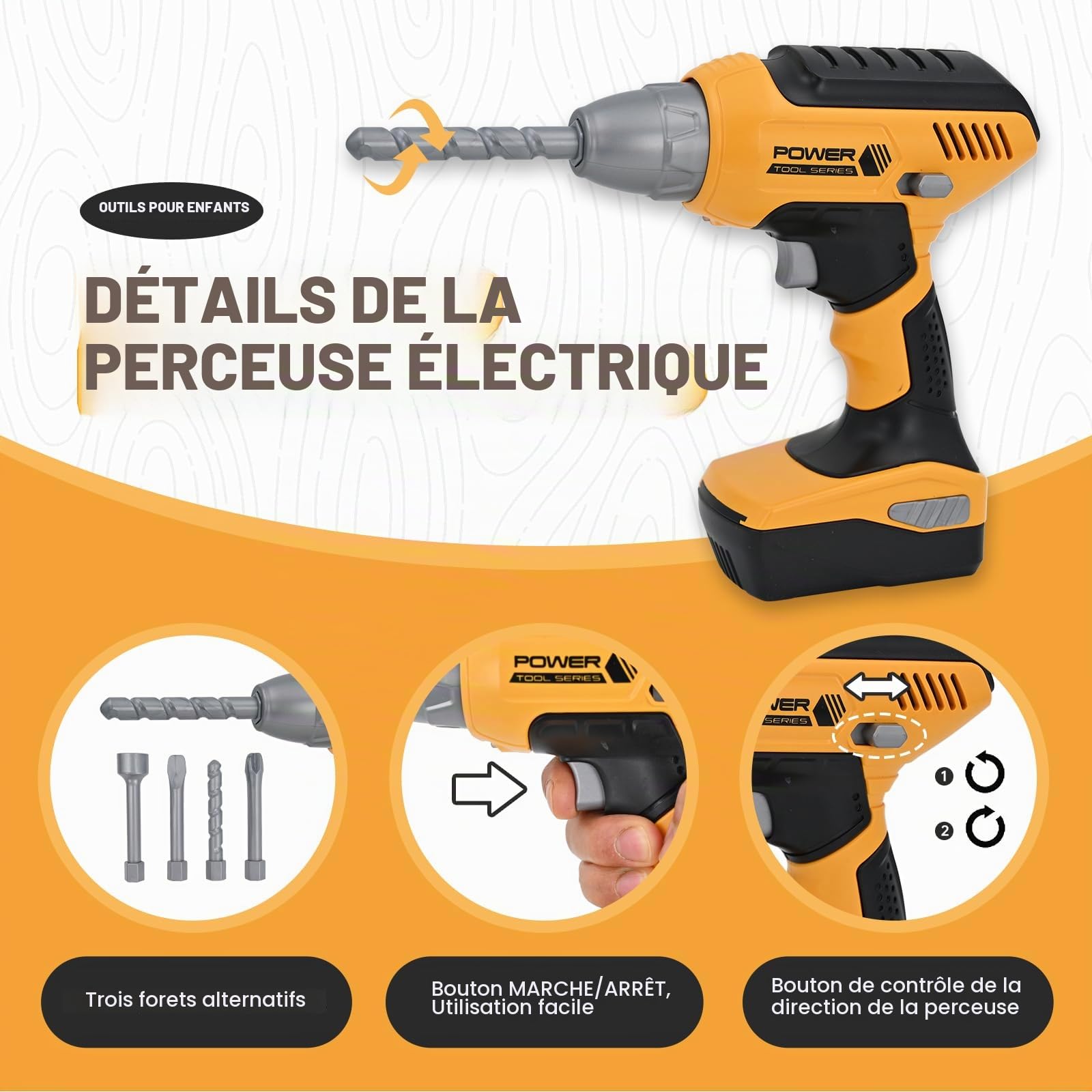 Outils de Travail Jouet Enfants 37 Pièces Constructions Boîte à Outils avec Perceuse Jeu D'imitation Jeu Éducatif Anniversaire Noël Cadeau pour Enfants 3-8 Ans (sac à outils)