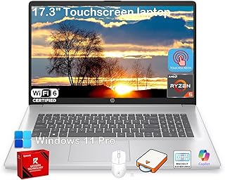 HP 17.3" Touchscreen Laptop for Business, AMD Ryzen 5 7430U (Up to 4.3GHz), Backlit Keyboard, 20GB DDR4 RAM, 512GB SSD, Windows 11 Pro, Wi-Fi 6, HD+ Anti-Glare Display, Fast Charge, AI Copilot, Silver