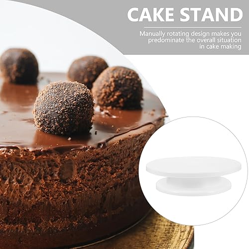 Miniatura 4 de Cabilock Herramientas para tartas de 11.0 in, giratorio, soporte giratorio para tartas, pasteles, pan, cupcakes (blanco)