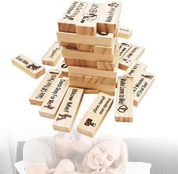 Tower Couples Games for Adults 24 Pieces Valentine Day Tumbling Tower Stacking Blocks Date for Building Gifts Night Party Girlfriend Boyfriend Wife Husband Anniversary Wedding