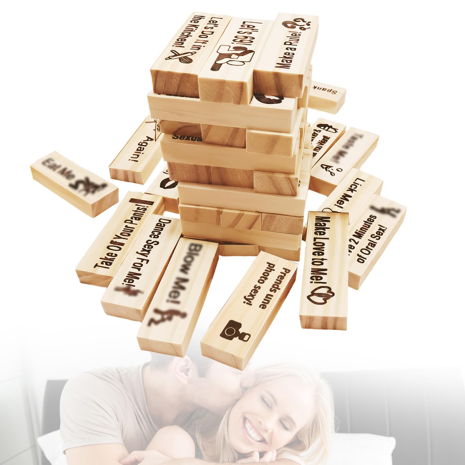 Veridius Tower Couples Games for Adults 24 Pieces Valentine Day Tumbling Tower Stacking Blocks Date for Building Gifts Night Party Girlfriend Boyfriend Wife Husband Anniversary Wedding