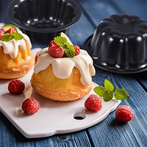 Miniatura 6 de 24 piezas de 4 pulgadas estriado mini molde para pasteles antiadherente estriado molde de acero al carbono tubo de metal molde para hornear horno