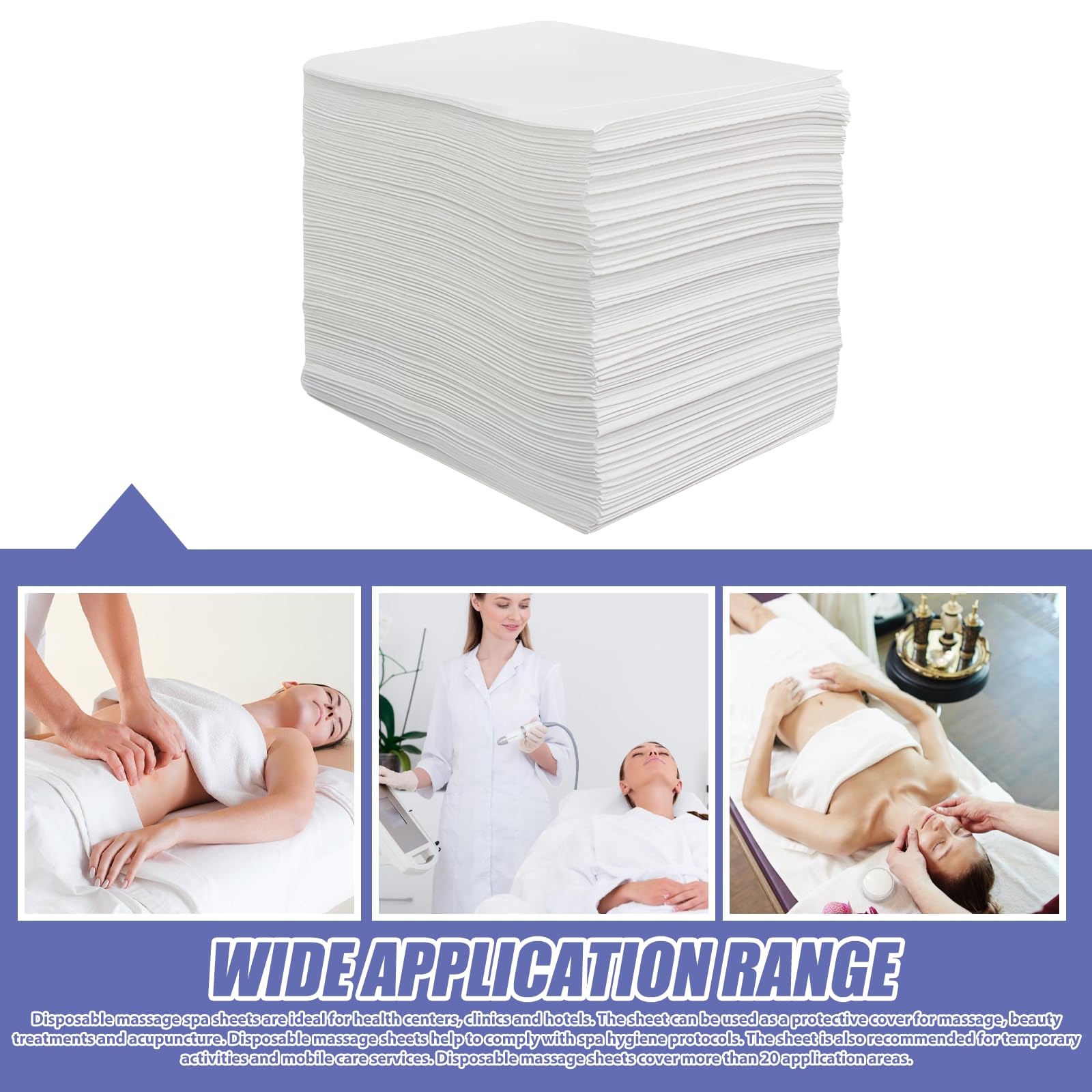 Set di 100 lenzuola usa e getta, 80 x 180 cm, per massaggi, salone di bellezza, spa, massaggi, hotel