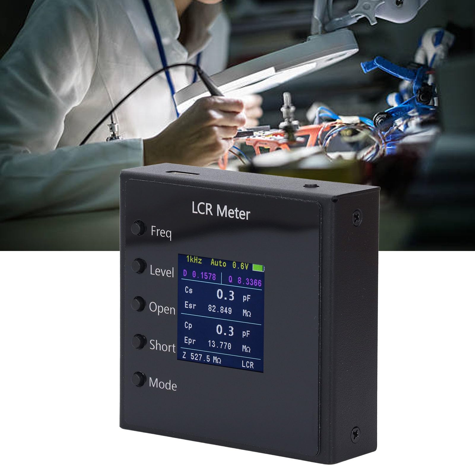 Messgerät, Kondensator-Widerstand-Induktor-Tester, Gerät aus Aluminiumlegierung mit Automatischer Messung, für Heimwerker-Elektroniker und Techniker
