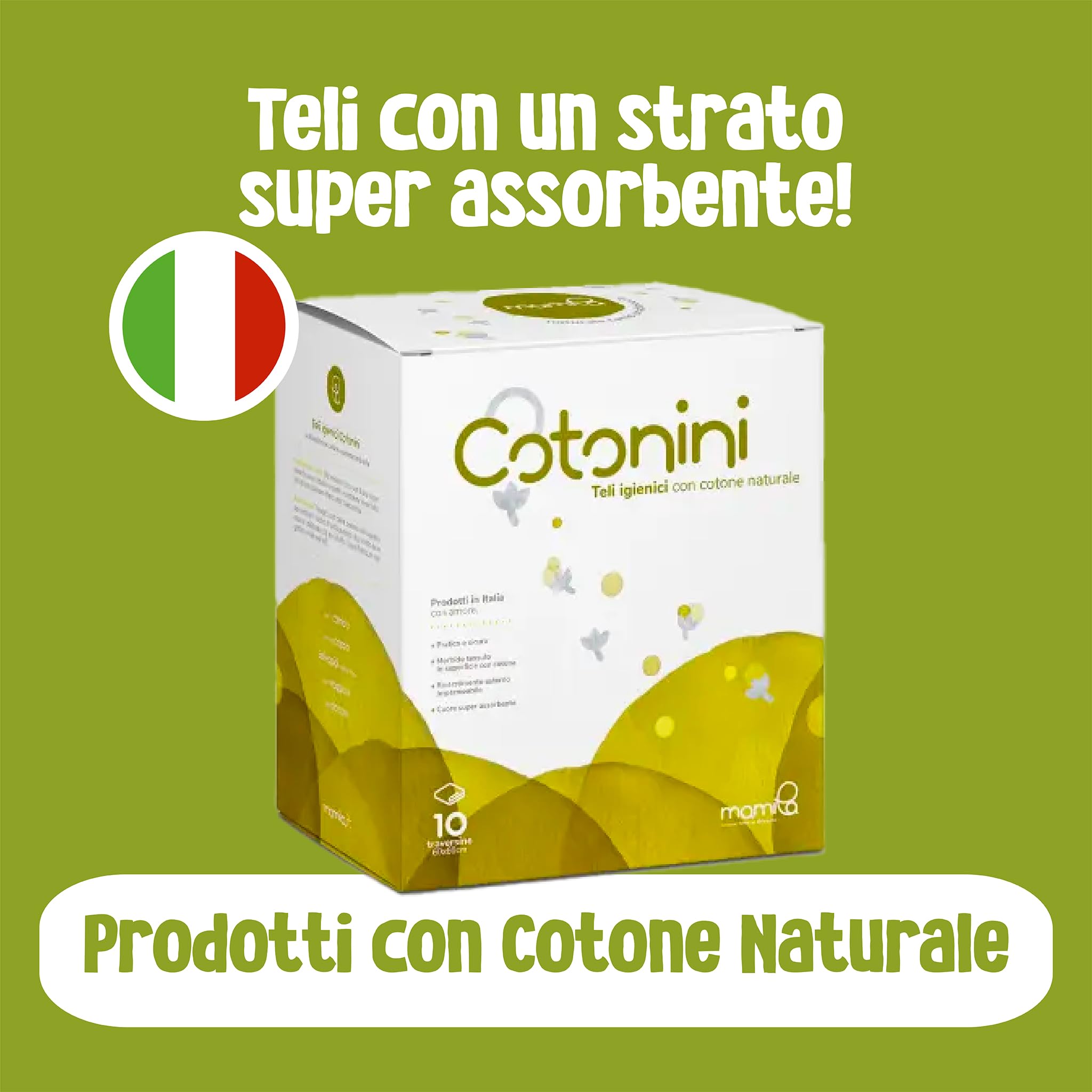Cotonini Traversine Neonato Fasciatoio 40 Teli Igienici 60x60 cm Monouso in Cotone con Strato Impermeabile, per Fasciatoio e Cambio Pannolino, Super Assorbenti