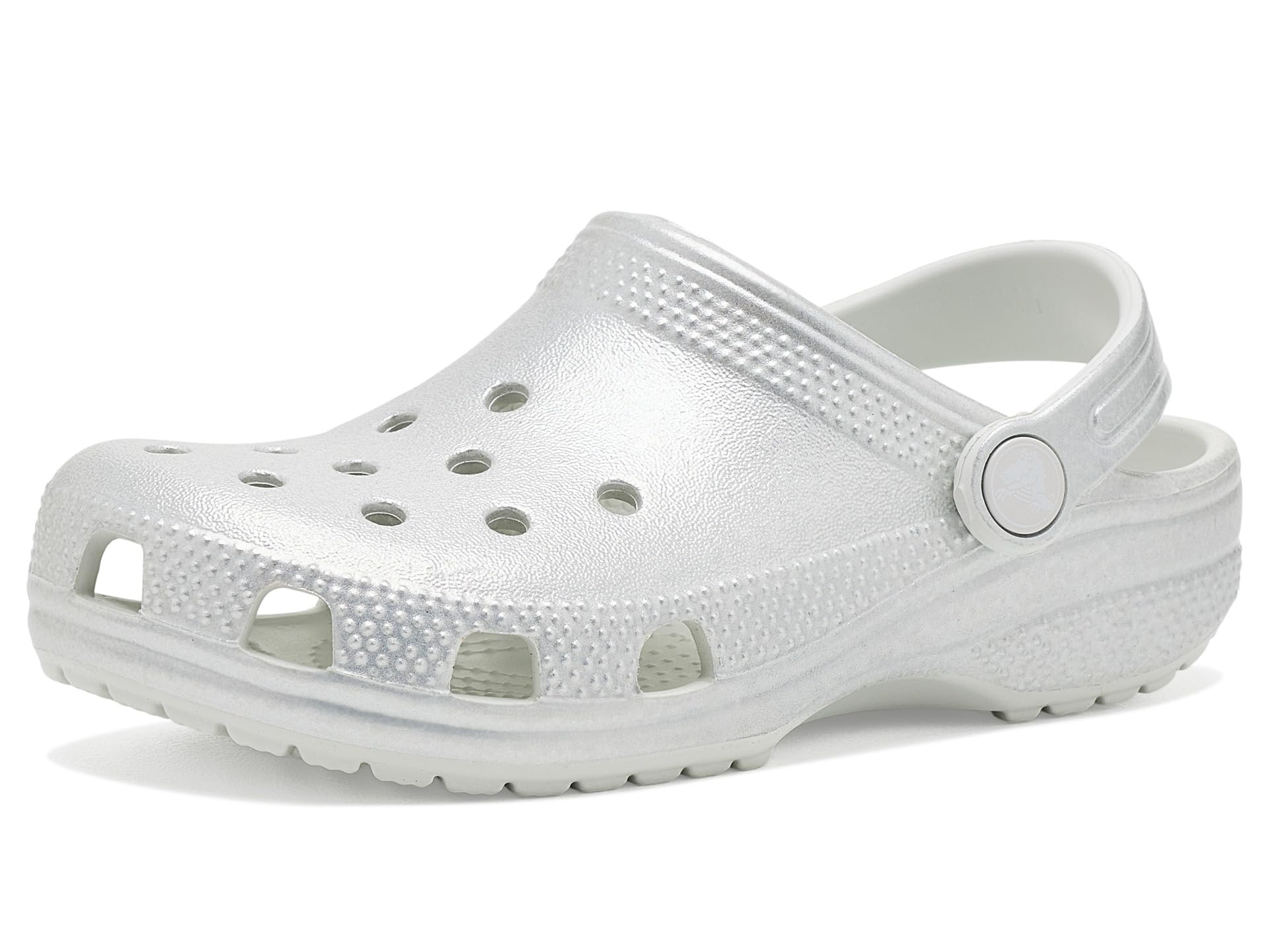 Crocs Unisex Kids Classic Glitter Clogs (Little Kid/Big Kid) Silver Metallic 1 2 Medium Little Kid