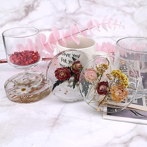 Miniatura 3 de Actvty Moldes de resina para posavasos redondos, moldes de silicona de 6 cavidades para resina epoxi, moldes profundos para preservación de ramo de