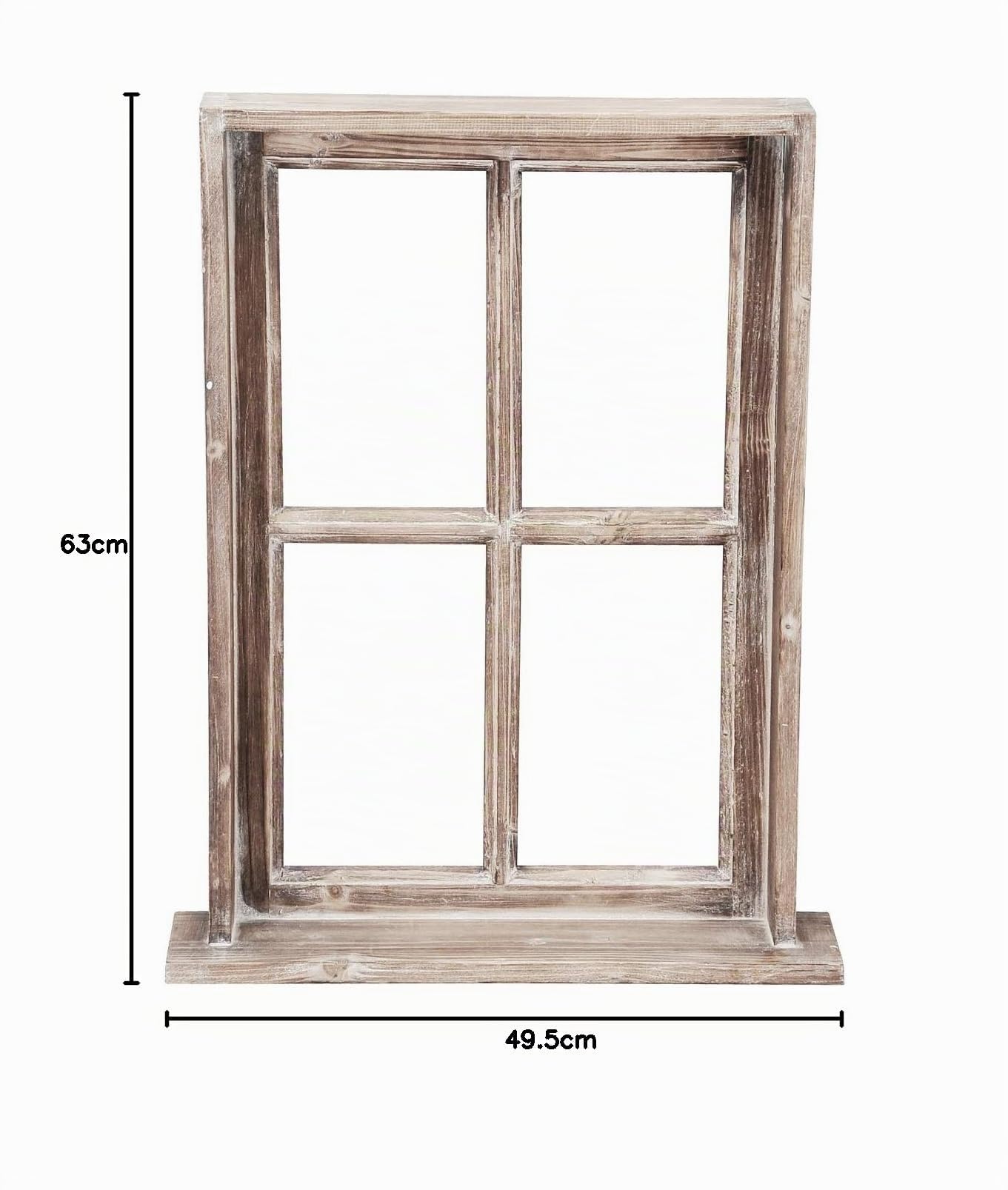 Deko-Fenster Fensterrahmen mit Rahmen und Ablagebrett Holz im Landhausstil braun Shabby