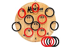 Hookey Game Ring Toss for Adults & Kids, Wooden Board Dart Wall Game