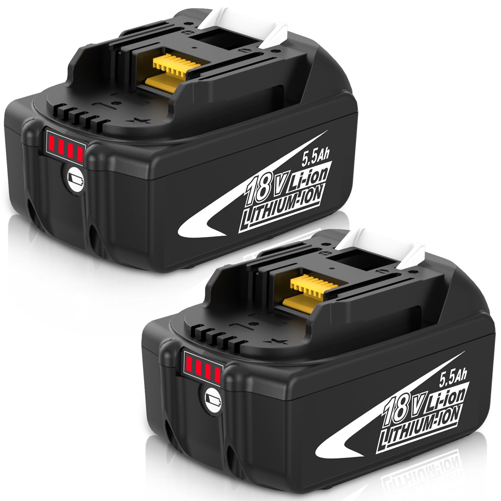2 Pack BL1860B Replacement for Makita Battery 18V 5.5Ah BL1850B BL1860 BL1830B BL1830 BL1840 BL1820 BL1835 BL1845 with LED Indicator