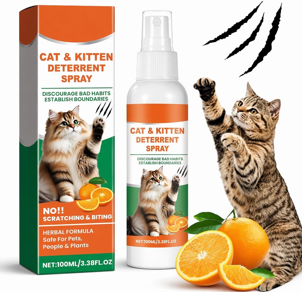 Bitter Orange Cat Spray, Anti-Scratch, Anti-cat spray, Naturally Bitter Chew-Free Training for Cats and Dogs,Cat Repellent for Furniture, Anti-Scratch Solution for Indoor and Outdoor,100ml