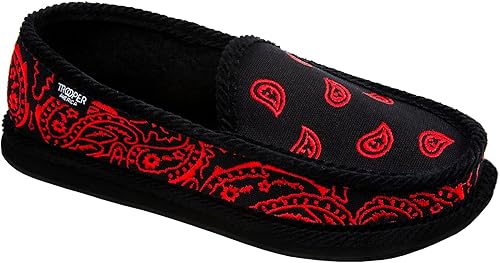Trooper America KS-002E - Bandana bordada con estampado de cachemira para hombre color negrorojo pantuflas acogedoras y coloridas ultra acolchadas