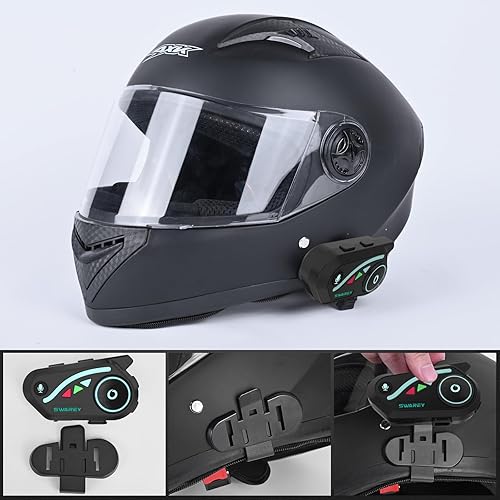 Miniatura 8 de V8 - Auriculares Bluetooth para motocicleta, intercomunicador de casco con FM y música compartida, cancelación de ruido, DSP y CVC HiFi Stereo 1000M