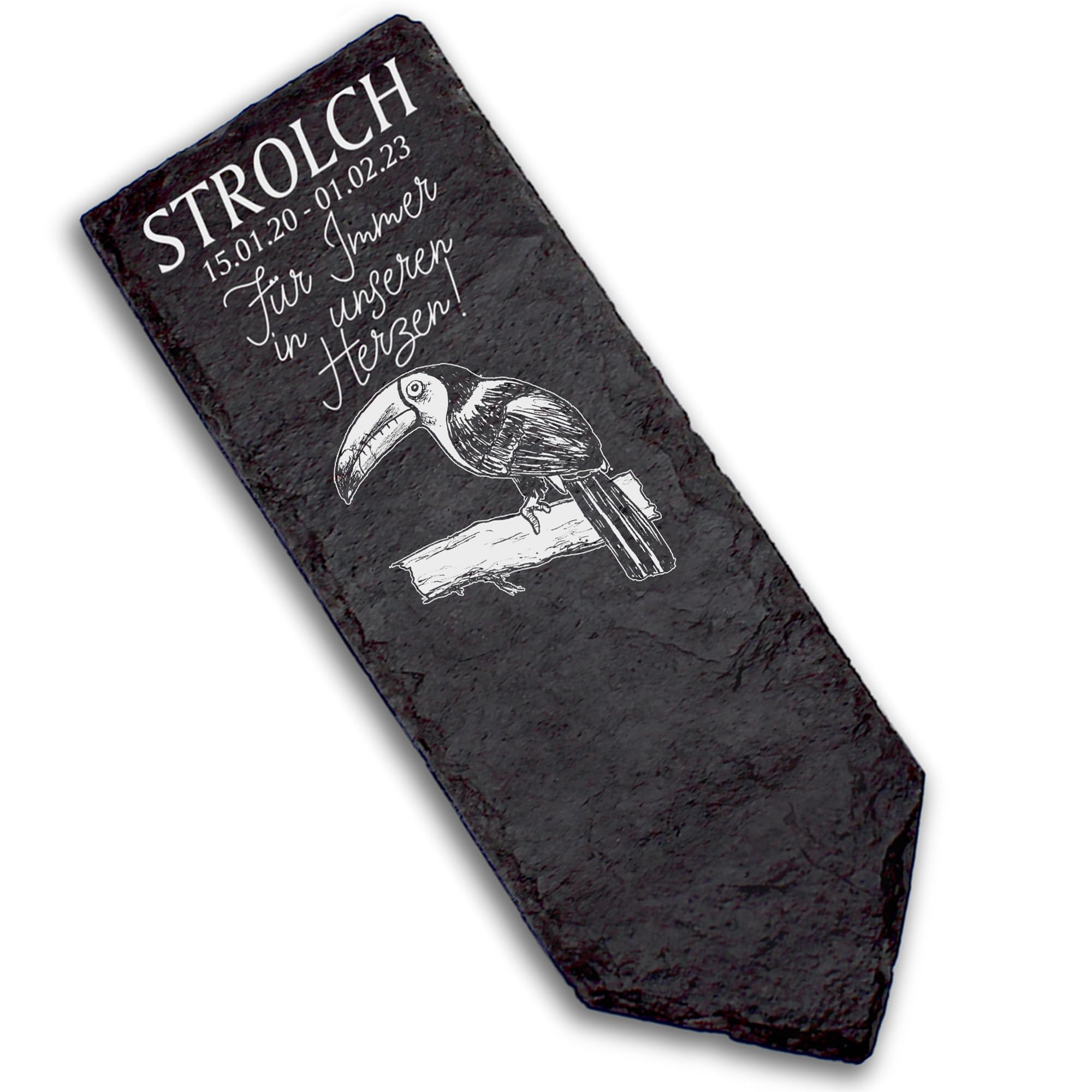 Dekolando Grave Stake Grave Decoration Tombstone Toucan Personalised Grave Decoration 22 x 8 cm Grave Decoration