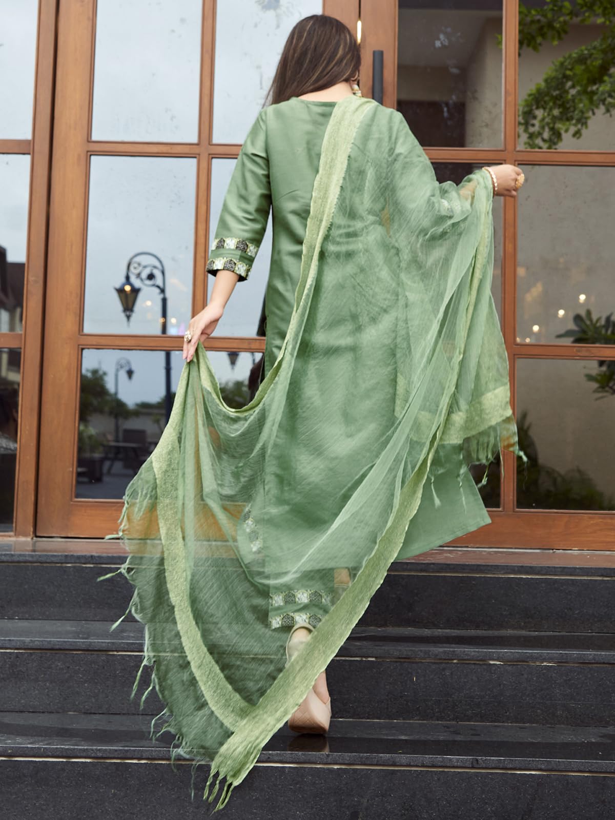 Sanisa Women's Art Silk Printed Straight Kurta With Pant And Plain Dupatta (103Kbd1124Nz-S_Mint Green)