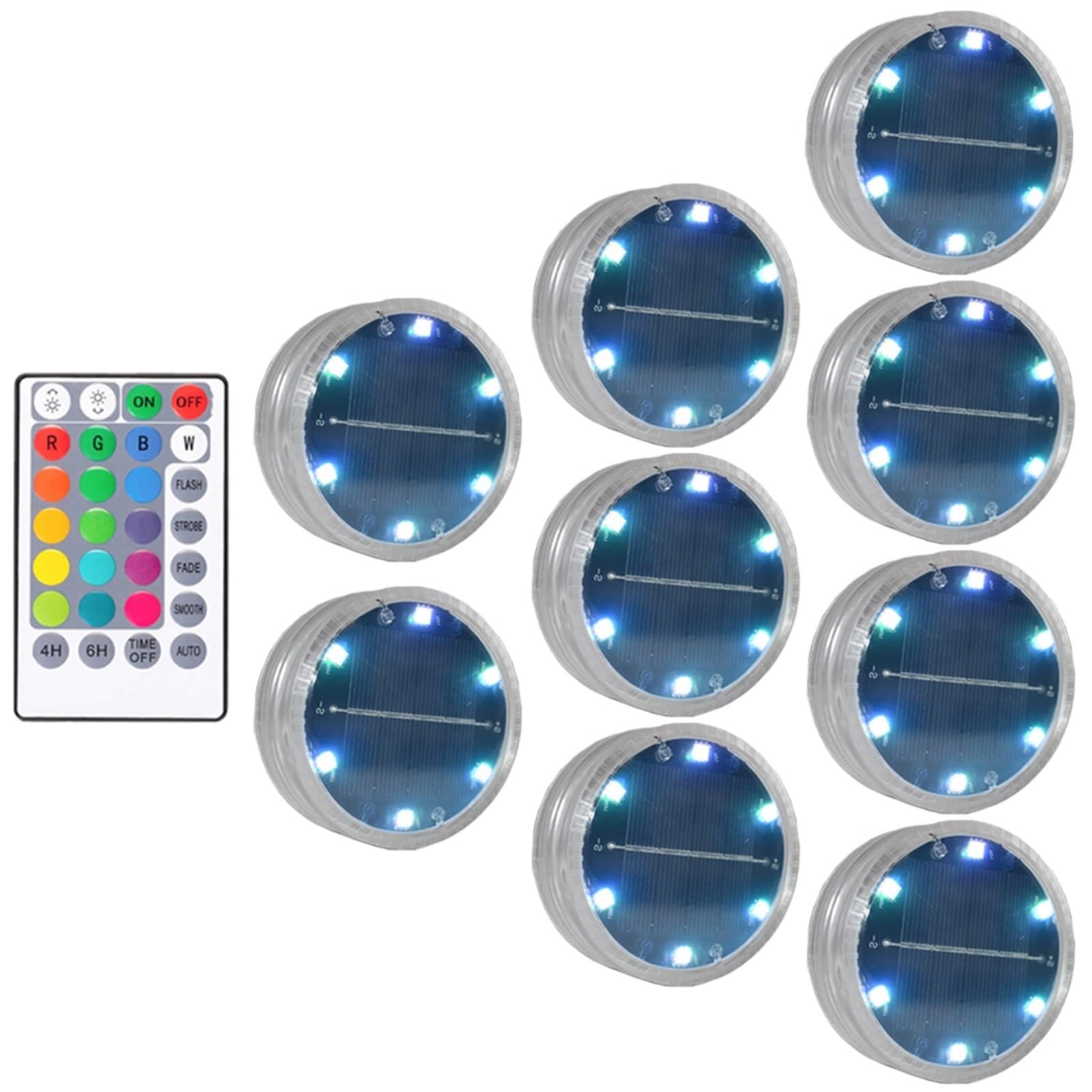 Solarne podwodne światło LED magnetyczne z przyssawką RGB zanurzalna lampa basenowa IP68 wodoodporna do ogrodu trawnika basenu akwarium (kolor: lampa 9 1 kontroler)