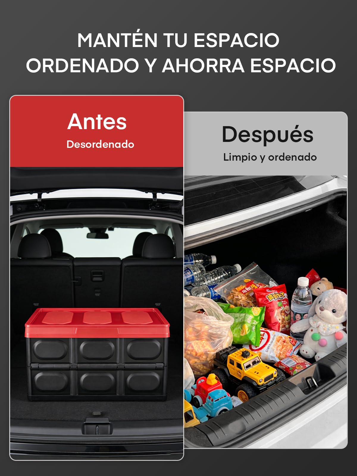 FOHERE 48 L 3 Piezas Caja de Almacenamiento de Plástico Plegable con Tapas