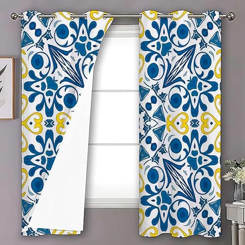 Miniatura 2 de MizuH Cortinas de privacidad con aislamiento térmico para patio, estilo arabesco, retro, decoración de casa, casa de campo, 2 paneles, 39 pulgadas