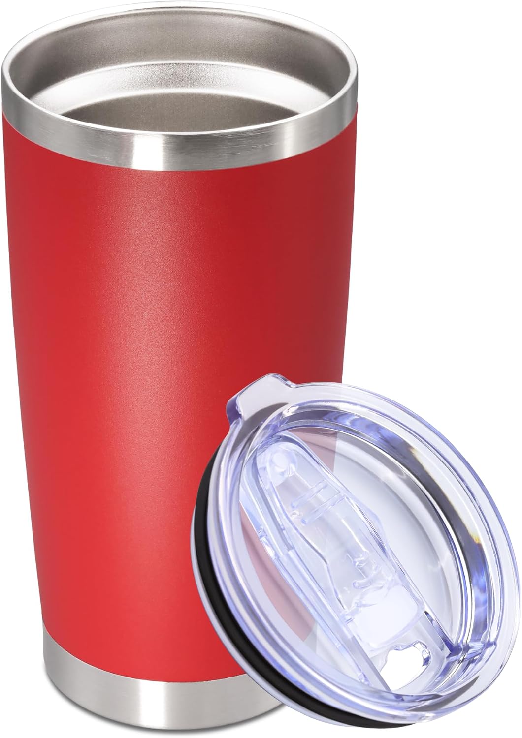 AUWBON 20oz Tumbler Stainless Steel Tumbler Cup with Lid Vacuum Insulated Double Wall Travel Mug, Durable Powder Coated Travel Coffee Tumbler Mug for Hot & Cold Drinks, Red,1 Pack
