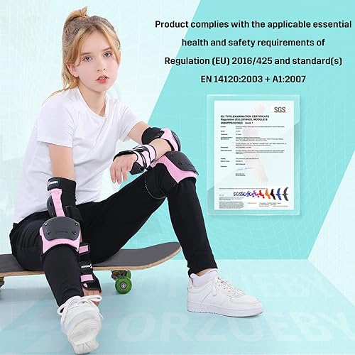 Miniatura 6 de Forzueby Rodilleras para adultosniños, coderas, muñequeras 6 en 1, juego de equipo de protección para patinaje en línea, monopatín, BMX, etc.