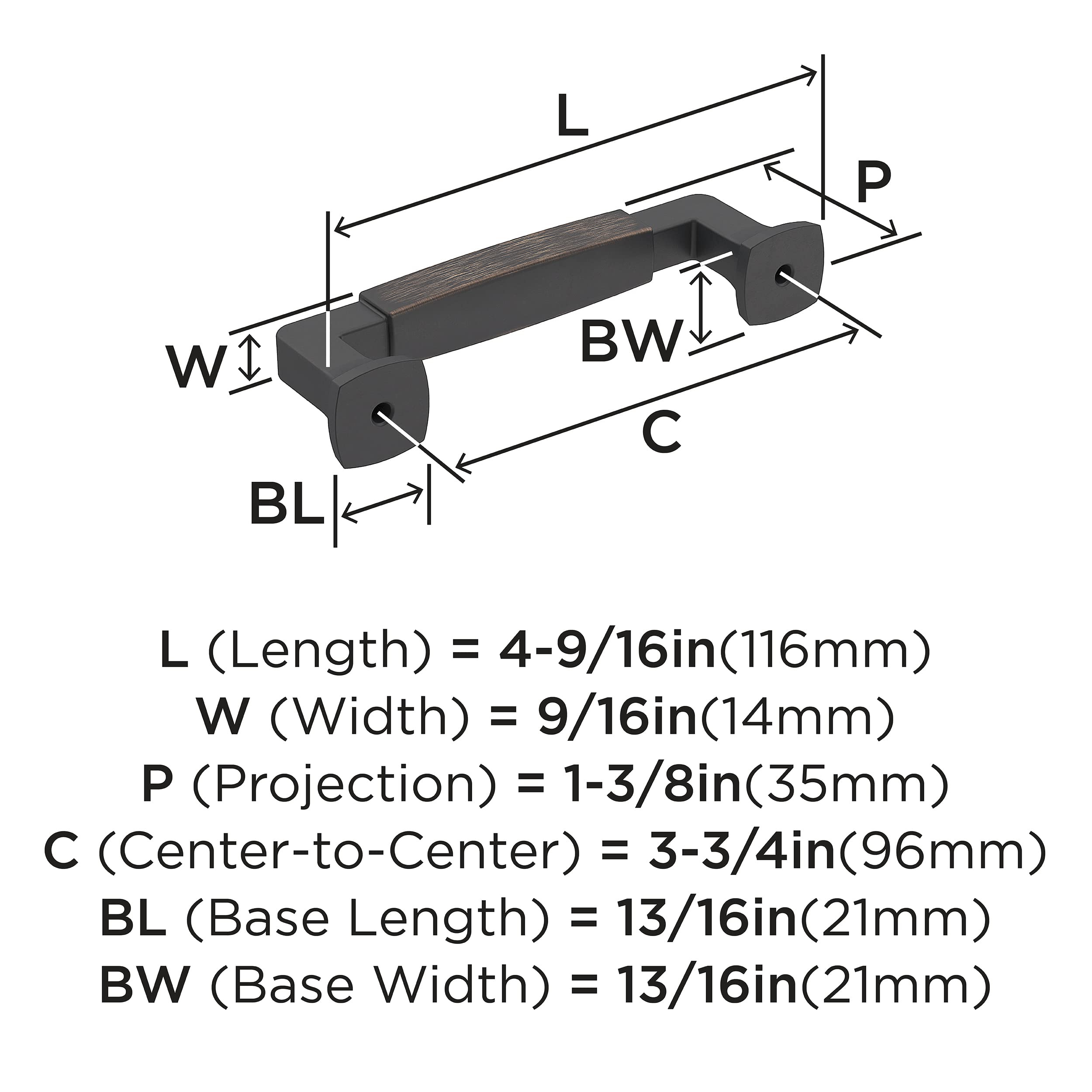 Amerock, Oil-rubbed Bronze, 3-3/4 inch (96mm) Center-to-Center - Image 4
