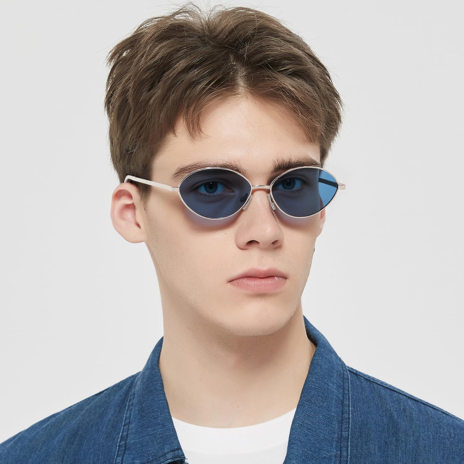 Trendige ovale polarisierte Sonnenbrille für Damen, luxuriöser Metallrahmen, Vintage-UV400-Schutz für Herren