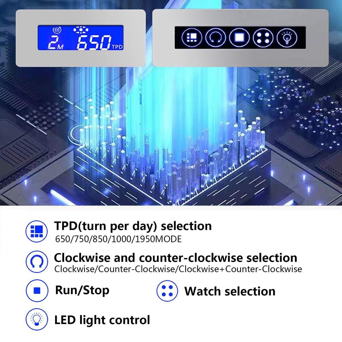 Uhrenbeweger 12 Automatikuhren, ultra-leise japanische Motoren, integrierte LED-Beleuchtung und LCD-Touchscreen-Steuerung