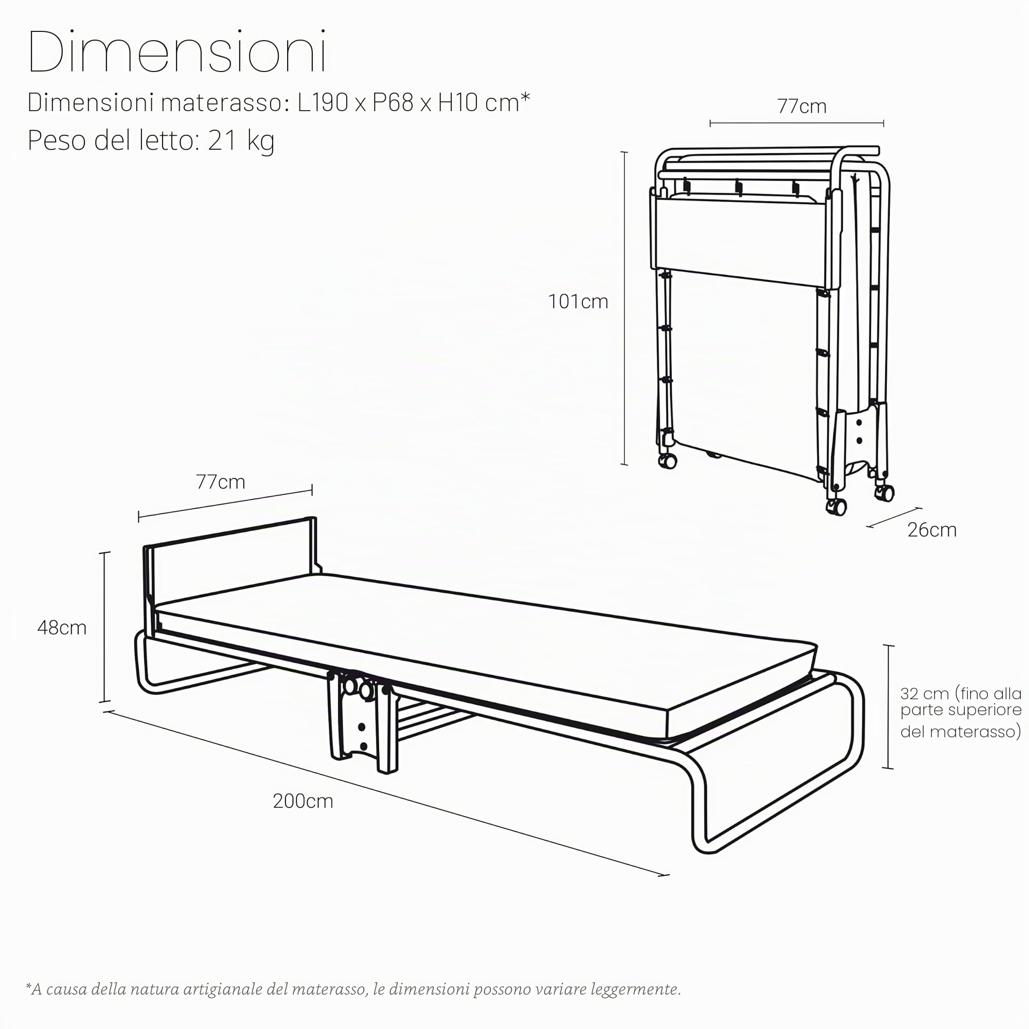 JAY-BE Letto pieghevole Revolution con materasso Micro E-pocket, compatto, singolo