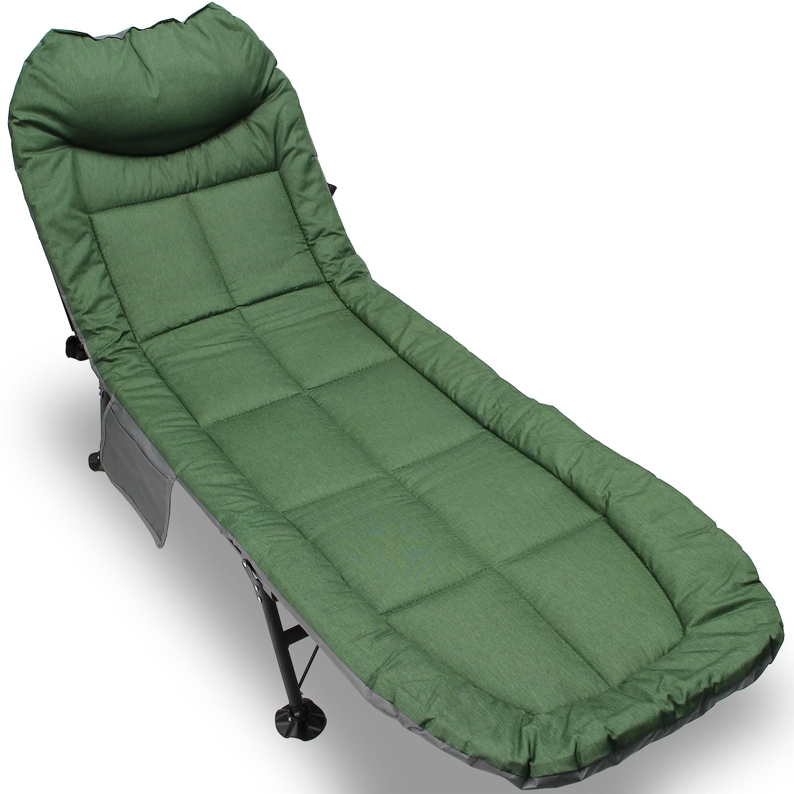 DNA Leisure Carp Fishing Bedchair with 6 Legs โ Thick Padded Reclining Chair Bed System with Pillow โ Ideal for Beginners, Camping & Overnight Sessions