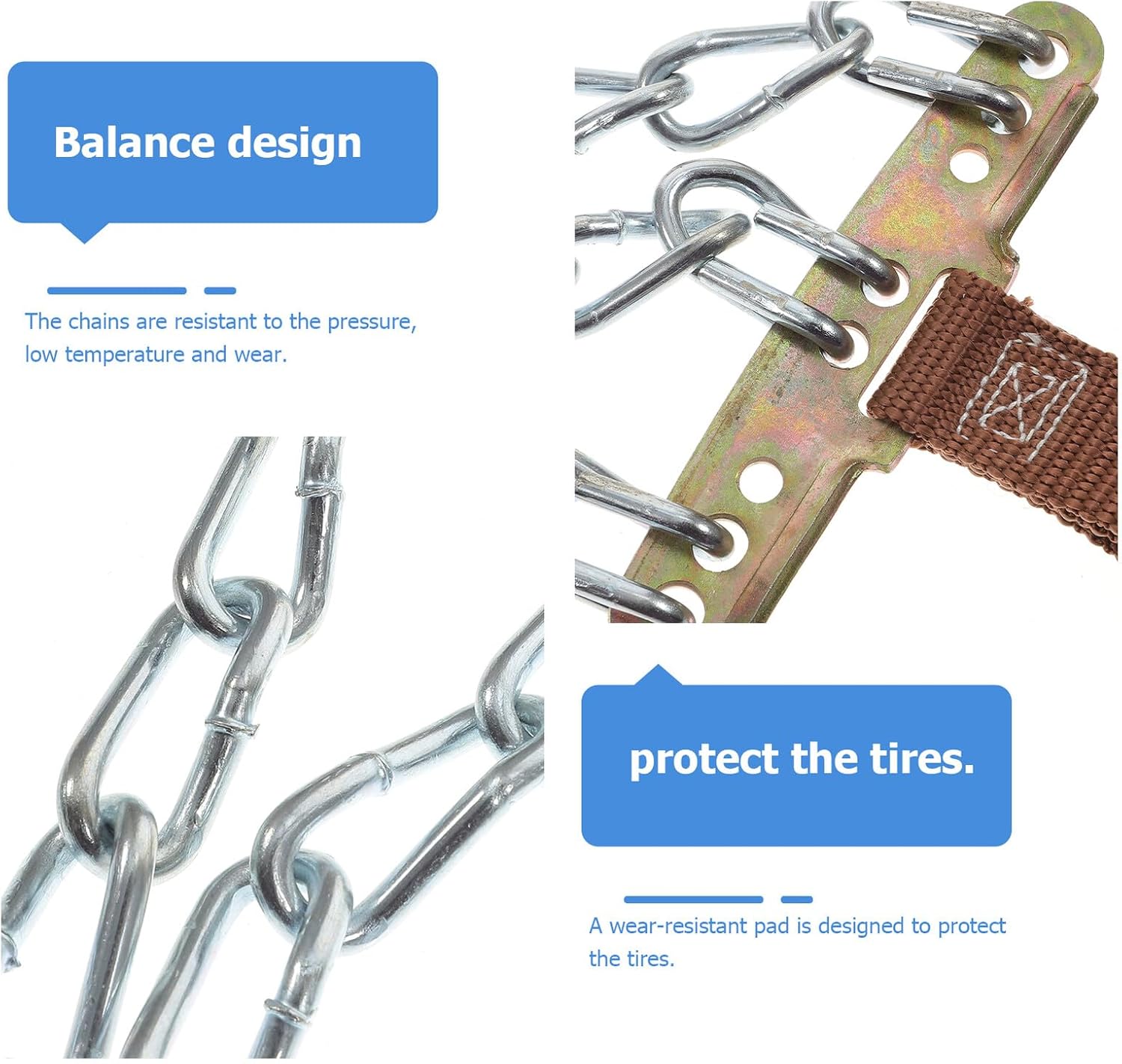 Zerodeko 8pcs Suv Snow Tire Chains Anti-skid Steel Ice Chains Car Winter Traction Straps for Emergency Snow Mud Use 235-265 Large Size Random Color