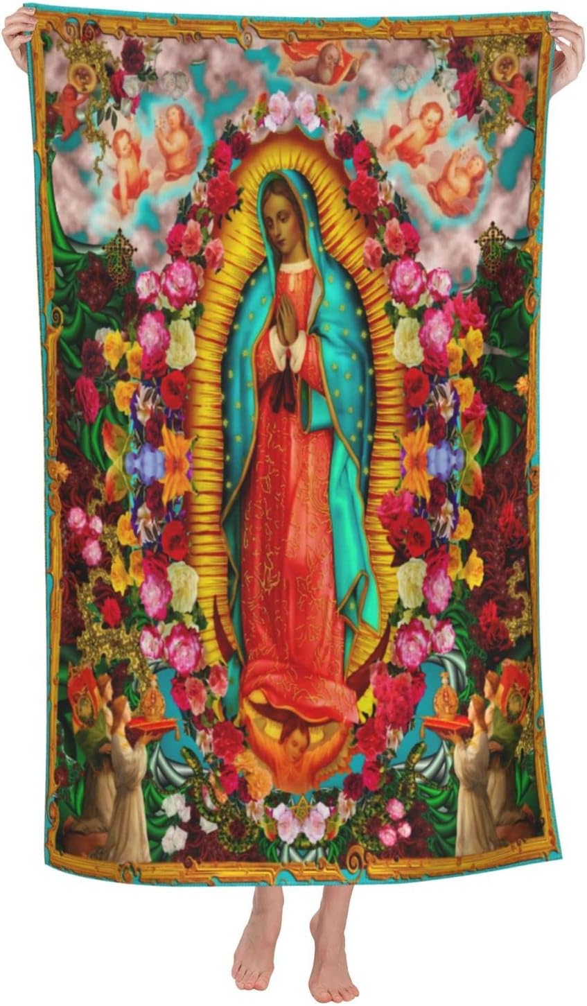 Our Lady of Guadalupe Ultra Soft Beach Towels for Pool Vacation Camping Beach Towel for Women Mens Teen 32¡Á52 Inch