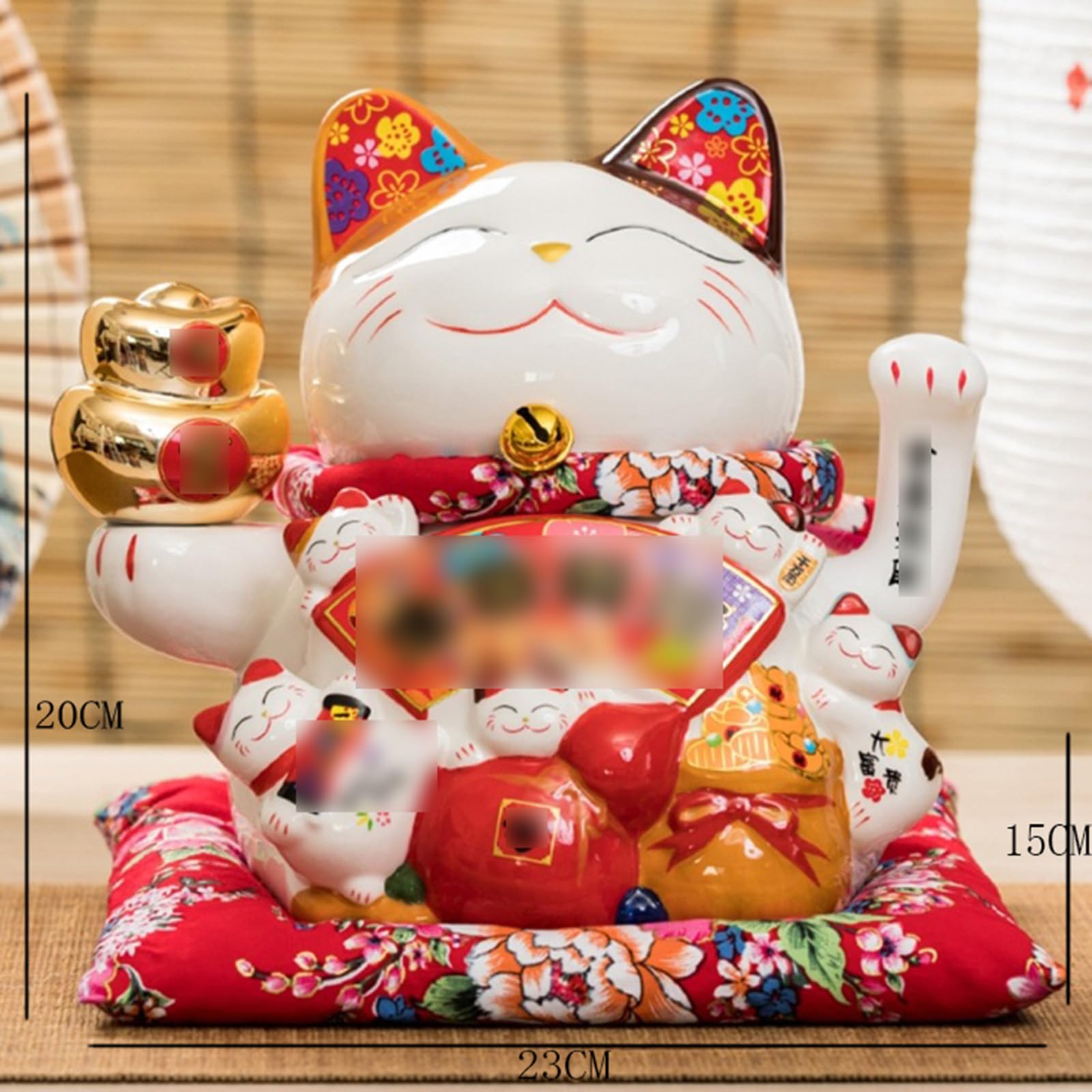 Statuetki do wystroju domu Ceramiczny falujący kot Maneki Ornament Feng Shui Dekoracja Huśtawka Kot, Czerwony