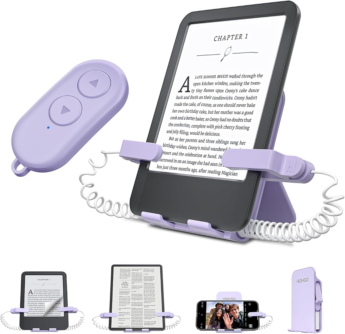 Pasador de página con control remoto y soporte para lectores electrónicos Kindle Paperwhite Oasis, volteador de página con clicker hacia adelante y hacia atrás, accesorios Kindle para iPhone, iPad, lectura de tabletas, grabación de vídeo con cámara y selfie